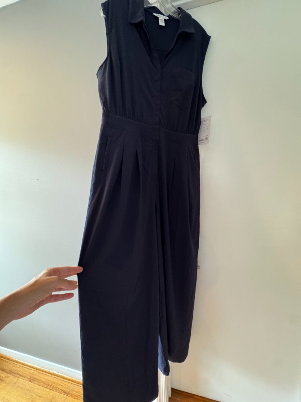 NWT Athleta Brooklyn Heights Wide Leg Jumpsuit Navy Size 14 Travel Work $139